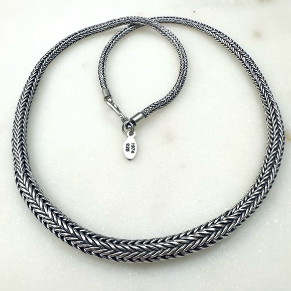 Balinese Tulang Naga Tapered Snake Chain Link Sterling Silver Necklace - Picture 15 of 15